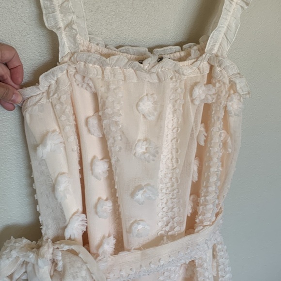 Meet You There Cream White Swiss Dot Midi Dress size large - Picture 10 of 12